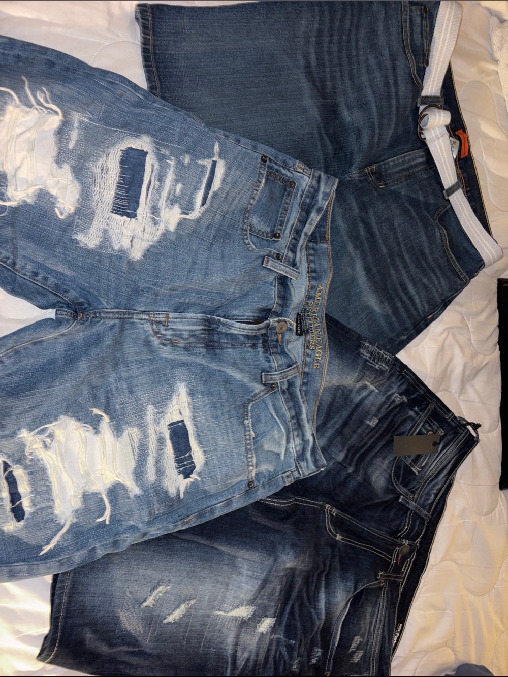 Buffalo David Bitton Distressed Light and Dark Blue Men's Jeans